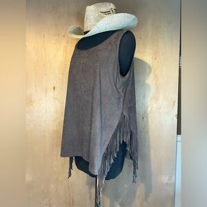 Fringe cowgirl ‘suede’ tank top